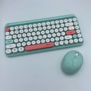 UBOTIE multicolor pastel Wireless Keyboard and Mouse Set girly funky unique work